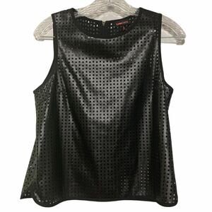 nameless‎ 80's Moto Leatherette Mesh Sleeveless Cut Out Back Small Back Zipper